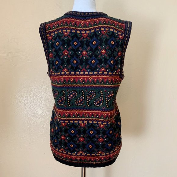 Cape Isle Knitters Cable Knit Sweater Vest Women Med Hand Knit Multicolor Button - Picture 7 of 7